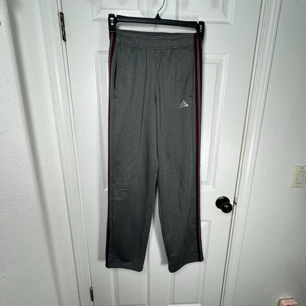 Adidas Charcoal Pants with Burgundy Stripes‎